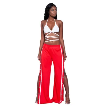 New Hot Women Fashion High Waist Side Slit Button Up Wide Leg Long Pants Casual Loose Side Striped Straight Trousers
New Hot Women Fashion High Waist Side Slit Button Up Wide Leg Long Pants Casual Loose Side Striped Straight Trousers