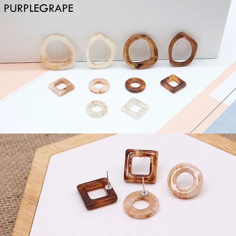 PURPLEGRAPE Geometric retro earrings irregular resin ring square round DIY handmade material a pack of 4
PURPLEGRAPE Geometric retro earrings irregular resin ring square round DIY handmade material a pack of 4