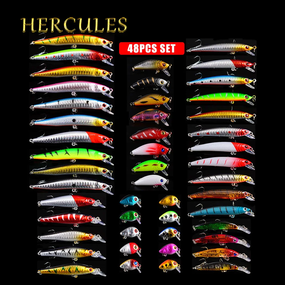 Hercules 48 Pcs/set Mixed Fishing Lure Set Kit Wobblers Minnow Jigging lure Crankbait Hard Bait isca artificia Fishing Tackle
Hercules 48 Pcs/set Mixed Fishing Lure Set Kit Wobblers Minnow Jigging lure Crankbait Hard Bait isca artificia Fishing Tackle