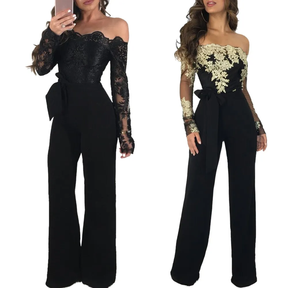 2018 Mesh Patchwork Embroidery Sexy Party Jumpsuit Women Slash Neck Long Sleeve Wide Leg Jumpsuit Elegant Long Bodysuit
2018 Mesh Patchwork Embroidery Sexy Party Jumpsuit Women Slash Neck Long Sleeve Wide Leg Jumpsuit Elegant Long Bodysuit