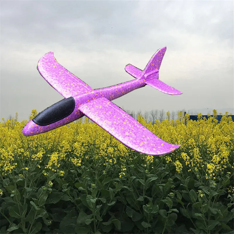 Foam Plane Glider Aircraft Airplane model LED Night Hand Throw Flying Glider EPP BigSize 48cm Toy For Children 24
