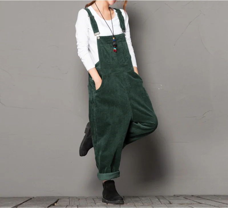 Autumn Winter Jumpsuits Retro Women Loose Corduroy Rompers New Female Casual Solid color pocket Blended Overalls 2018
Autumn Winter Jumpsuits Retro Women Loose Corduroy Rompers New Female Casual Solid color pocket Blended Overalls 2018