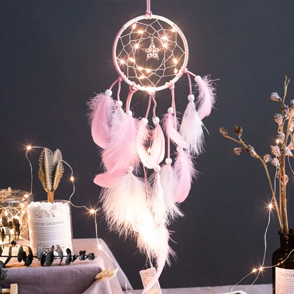 Romantic Dreamcatcher Dream Catcher LED Lighting Plumes Hanging Decoration Children Room Decor Kids Girls Room Decoration
Romantic Dreamcatcher Dream Catcher LED Lighting Plumes Hanging Decoration Children Room Decor Kids Girls Room Decoration