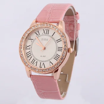 

Fast Shipping clock women New Style Fashion Quartz Round Diamond Leather Wristwatches Watch For Women Lady Girls Smile