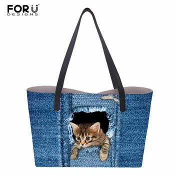FORUDESIGNS Denim Cat Print PU Leather Women Handbag Hasp Shoulder Bags Ladies Totes Women Messenger Bag Custom Cross Body Bag
FORUDESIGNS Denim Cat Print PU Leather Women Handbag Hasp Shoulder Bags Ladies Totes Women Messenger Bag Custom Cross Body Bag
