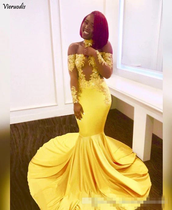 Yellow See Through Long Mermaid Prom Dress 2019 New Long Sleeve Lace Appliques Sweep Strain Party Gowns Custom Made Evening Dr
Yellow See Through Long Mermaid Prom Dress 2019 New Long Sleeve Lace Appliques Sweep Strain Party Gowns Custom Made Evening Dr