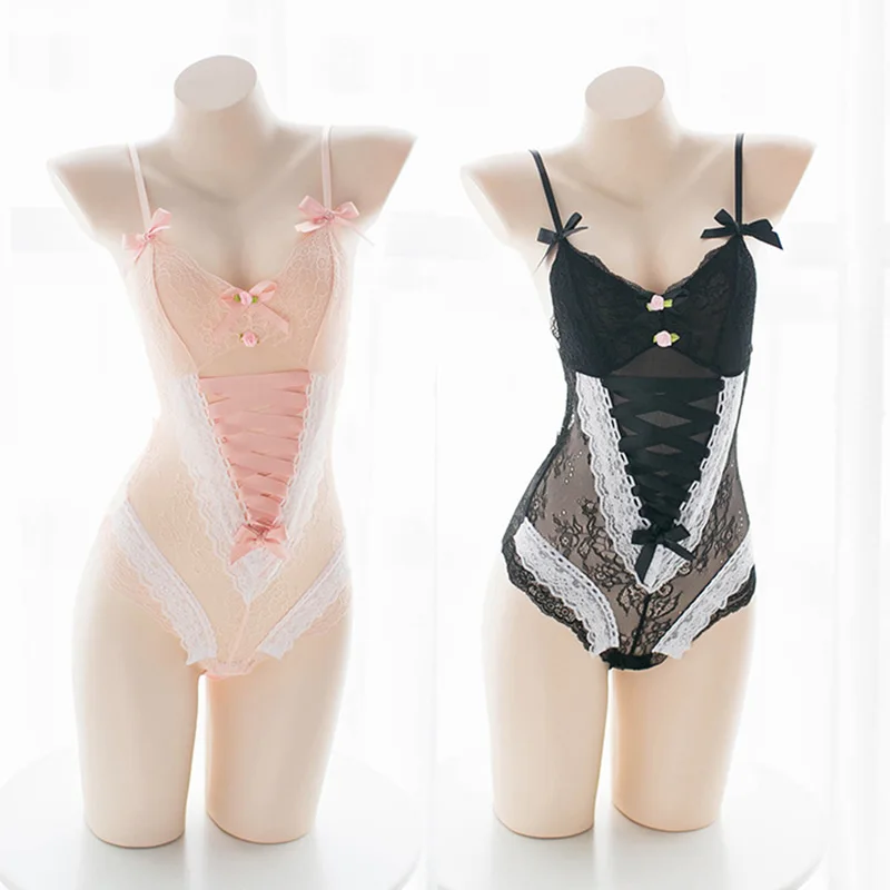 Anime Girls Cosplay Costume Sweet Women Floral Lace Crotchless Bodysuit Sexy lingerie Bodysuit Pink Sleeveless V Neck Sleepwear
Anime Girls Cosplay Costume Sweet Women Floral Lace Crotchless Bodysuit Sexy lingerie Bodysuit Pink Sleeveless V Neck Sleepwear
