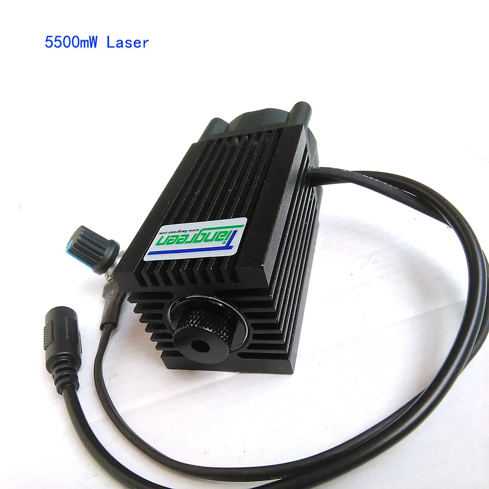 5.5W 450nm Blue Laser Engraving Machine Parts Cutting Knob Adjust Module 5500mW Laser Tube