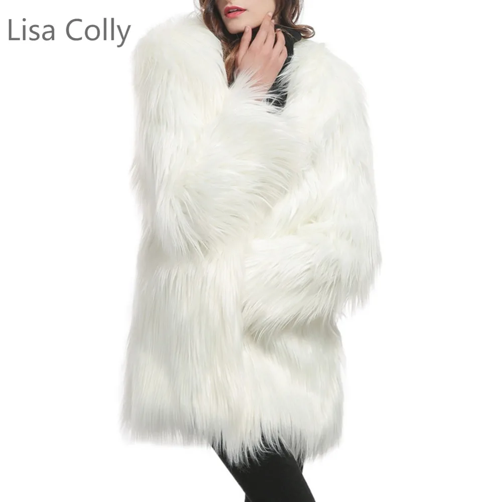 Lisa Colly Womens White Black Fluffy Faux Fur Coats Jackets Long Fake Fur Coats Overcoat Women Winter Warm Coat Outerwear
Lisa Colly Womens White Black Fluffy Faux Fur Coats Jackets Long Fake Fur Coats Overcoat Women Winter Warm Coat Outerwear