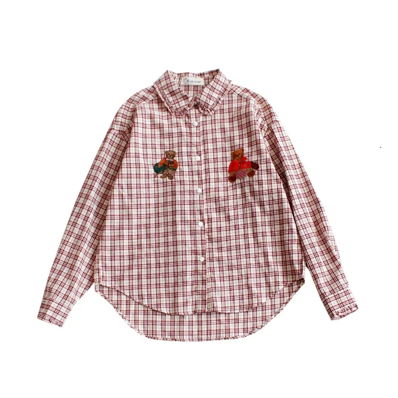 2018 Casual Button Down Lapel Neck Cartoon Embroidery Plaids Checks Flannel Blouse Shirts Women Long Sleeve Shirt Cotton Tops
2018 Casual Button Down Lapel Neck Cartoon Embroidery Plaids Checks Flannel Blouse Shirts Women Long Sleeve Shirt Cotton Tops