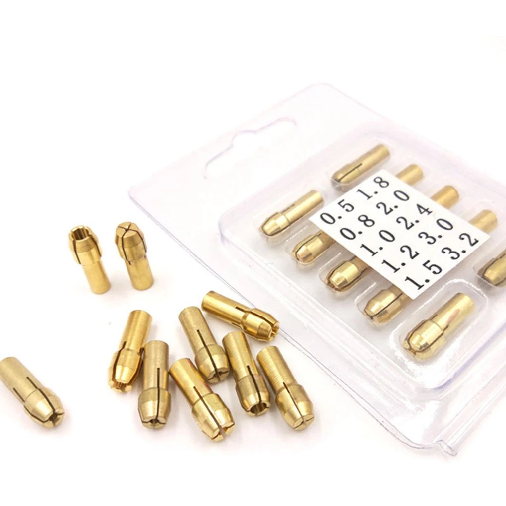 10PCS/Set Durable Brass Drill Chucks Collet Bits 0.5-3.2mm 4.8mm Shank Replacement for Dremel Rotary Tool
10PCS/Set Durable Brass Drill Chucks Collet Bits 0.5-3.2mm 4.8mm Shank Replacement for Dremel Rotary Tool