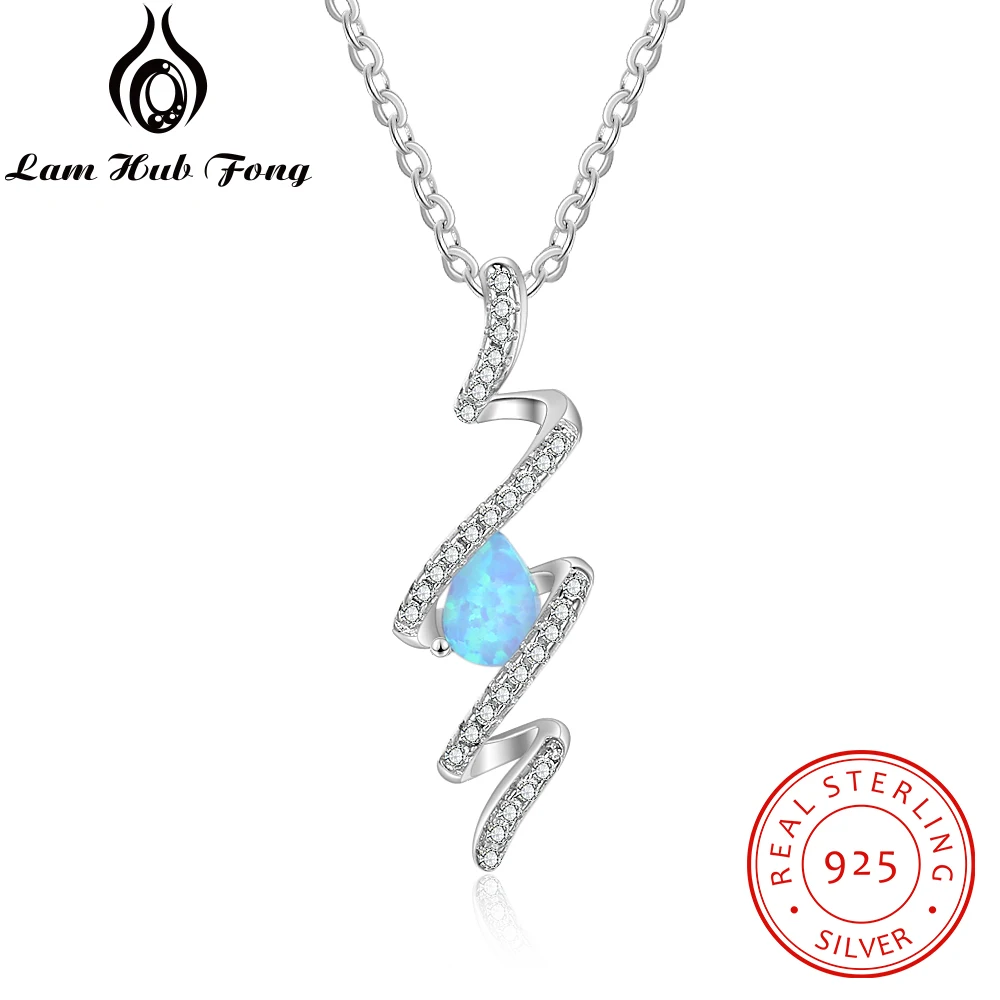 925 Sterling Silver Blue Fire Opal Necklace Drop Water Spiral Pendant Jewelry Birthday Gift for Women Girls (Lam Hub Fong) 
925 Sterling Silver Blue Fire Opal Necklace Drop Water Spiral Pendant Jewelry Birthday Gift for Women Girls (Lam Hub Fong)