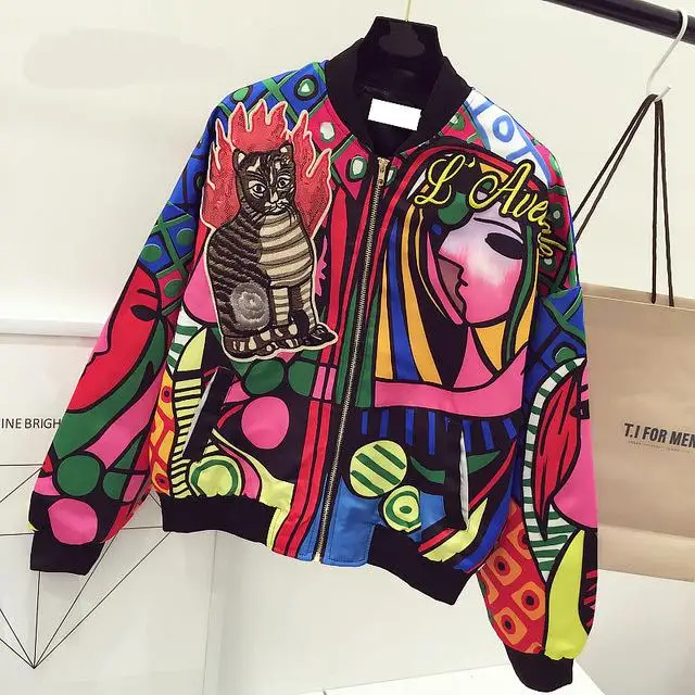 2019 Casual Printing Basic Baseball Jackets Outwear New Queen Embroidery Bomber Jacket Women Harajuku Cat Pilot Jacket Coat
2019 Casual Printing Basic Baseball Jackets Outwear New Queen Embroidery Bomber Jacket Women Harajuku Cat Pilot Jacket Coat