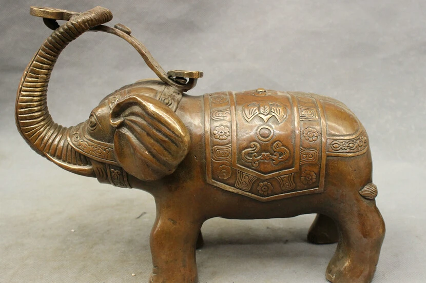 S4318 11" Chinese Bronze Copper Auspicious Decorate Animal Elephant Lift RuYi Statue D0318
S4318 11" Chinese Bronze Copper Auspicious Decorate Animal Elephant Lift RuYi Statue D0318
