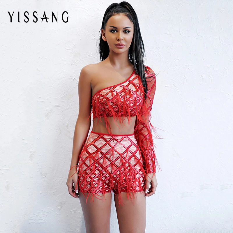 Yissang Sexy Women Rompers Playtuits One Shoulder Feathers Long Sleeve Sets Bodycon Club Mini Party 2 Piece Suits Vestidos
Yissang Sexy Women Rompers Playtuits One Shoulder Feathers Long Sleeve Sets Bodycon Club Mini Party 2 Piece Suits Vestidos