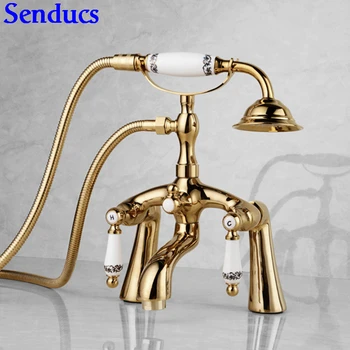 Senducs Gold Bathtub Faucet Simple Golden Shower Set With Quality Solid Brass Bathroom Shower Faucet Golden Bathtub Faucets
Senducs Gold Bathtub Faucet Simple Golden Shower Set With Quality Solid Brass Bathroom Shower Faucet Golden Bathtub Faucets