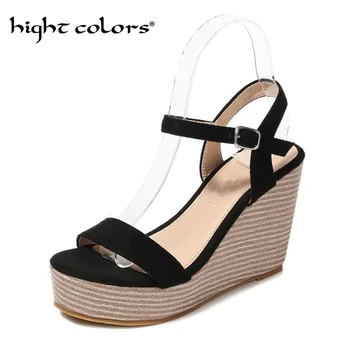 2019 New Sandals Ladies Pumps Buckle Strap Sandals High Heel Shoes Fashion 35-43 Size Wedges Shoes For Women Sandalia Feminina 
2019 New Sandals Ladies Pumps Buckle Strap Sandals High Heel Shoes Fashion 35-43 Size Wedges Shoes For Women Sandalia Feminina