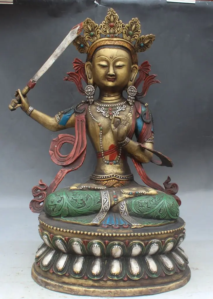 S02566 19" Tibet Buddhism Bronze Painting Seat Lotus Wenshu Manjushri Buddha Statue
S02566 19" Tibet Buddhism Bronze Painting Seat Lotus Wenshu Manjushri Buddha Statue