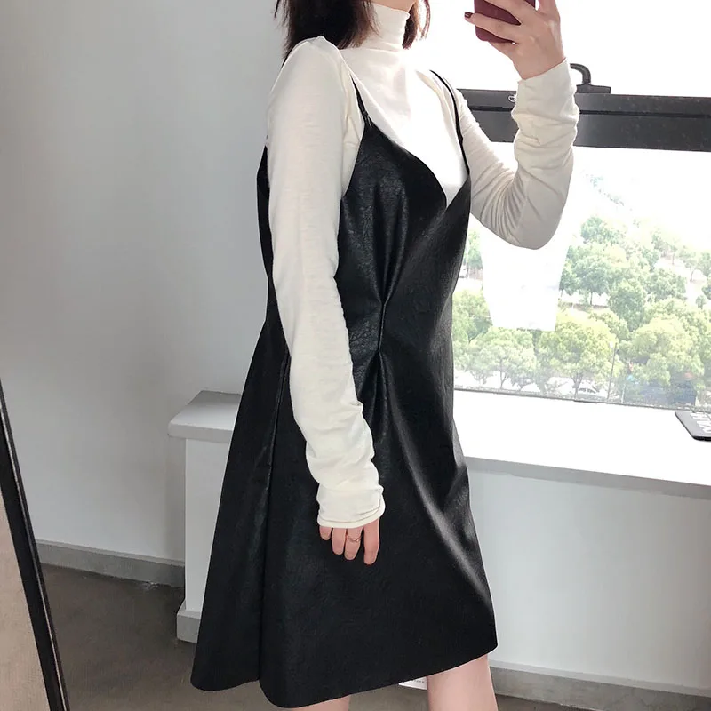 spaghetti strap dress with turtleneck