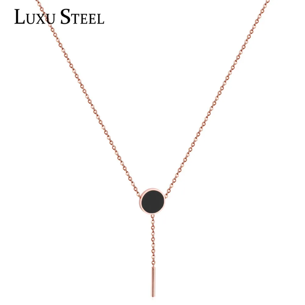 LUXUSTEEL Black Round Pendant Necklace Stainless Steel Chain Pendants Tassel Necklace Female Accessories Rose Gold Color Chokers
LUXUSTEEL Black Round Pendant Necklace Stainless Steel Chain Pendants Tassel Necklace Female Accessories Rose Gold Color Chokers