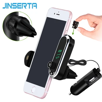 JINSERTA Hands Free Wireless Bluetooth FM Transmitter TF AUX Modulator Car Kit MP3 Player Air vent Holder Stand Car Phone Holder
JINSERTA Hands Free Wireless Bluetooth FM Transmitter TF AUX Modulator Car Kit MP3 Player Air vent Holder Stand Car Phone Holder