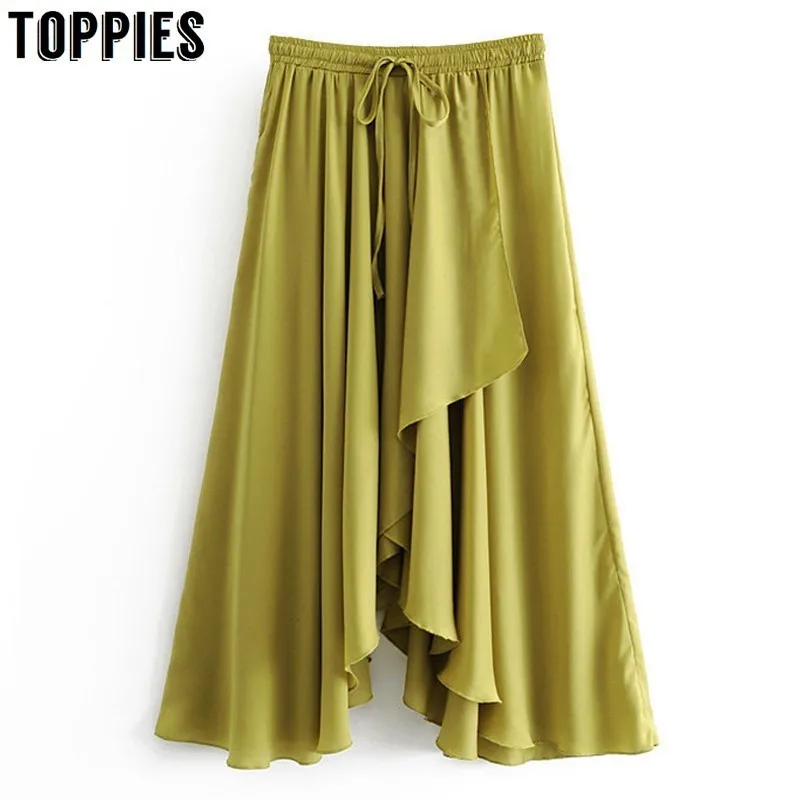 2019 High Waist Asymmetry Midi Skirts Drawstring Waist Office Lady Summer Satin Skirts Irregular Hem jupe femme
2019 High Waist Asymmetry Midi Skirts Drawstring Waist Office Lady Summer Satin Skirts Irregular Hem jupe femme