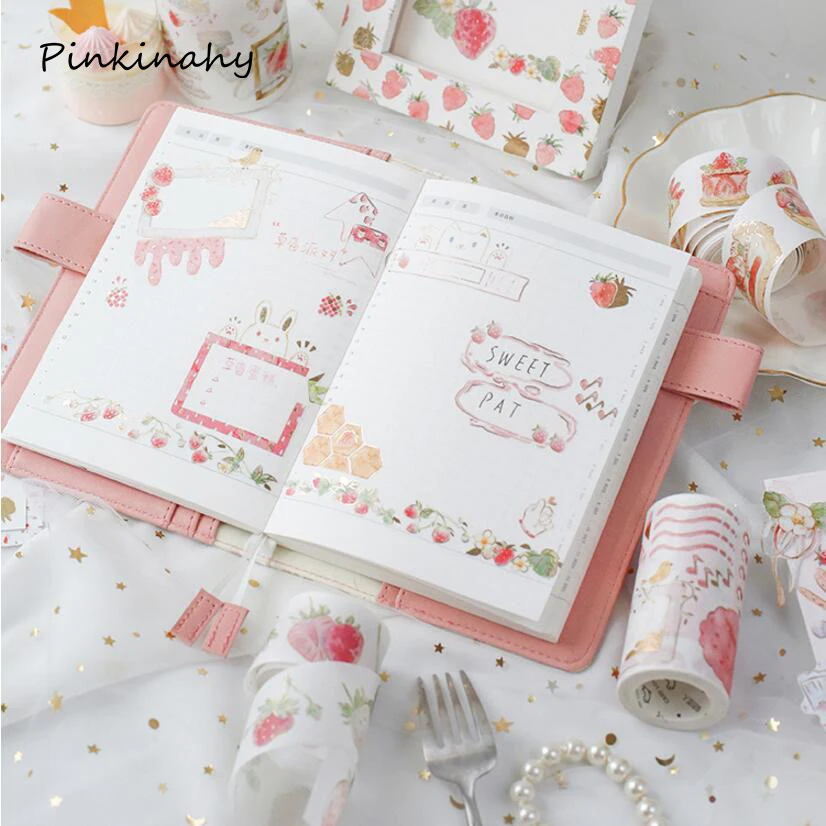 Pink Gold Foil Washi Tape Set Adhesive Scrapbooking Strawberry Party Christmas Decoration Tape Kawaii Photo Album MaskingTape
Pink Gold Foil Washi Tape Set Adhesive Scrapbooking Strawberry Party Christmas Decoration Tape Kawaii Photo Album MaskingTape