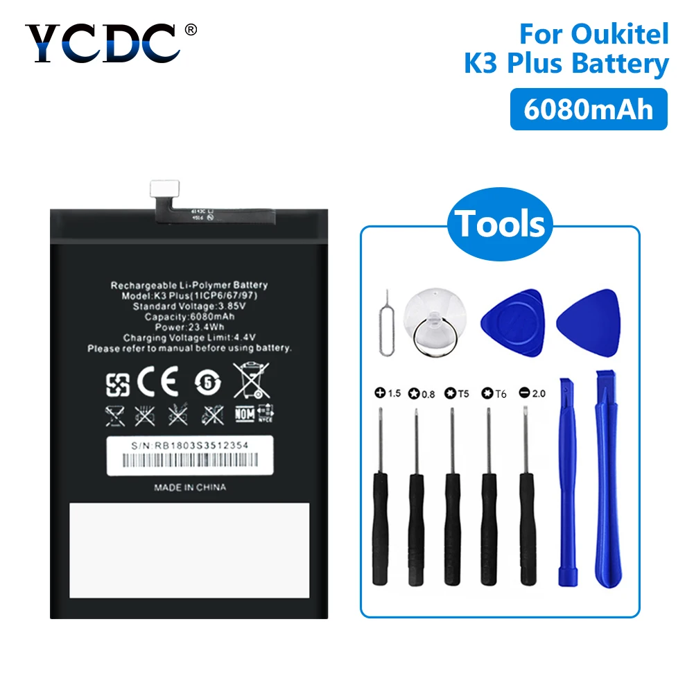 High Quality 6080mAh Battery For Oukitel K3 Plus Mobile Phone Lithium Polymer Mobile Phone Batteries Free Tools
High Quality 6080mAh Battery For Oukitel K3 Plus Mobile Phone Lithium Polymer Mobile Phone Batteries Free Tools