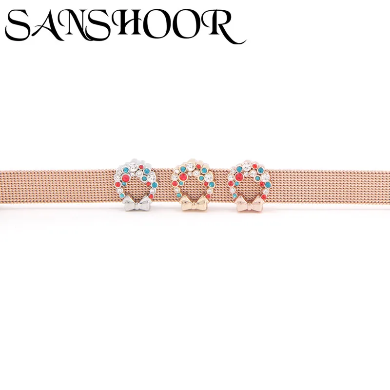 SANSHOOR Jewelry Christmas Tree Bowknot Slide Charms Fit 10mm Adjustable Stainless Steel Mesh Bracelet for DIY Jewelry Making
SANSHOOR Jewelry Christmas Tree Bowknot Slide Charms Fit 10mm Adjustable Stainless Steel Mesh Bracelet for DIY Jewelry Making