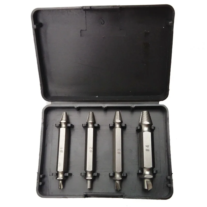 4Pcs Screw Extractor Drill Bits Hand Tool Set Removal Broken Damaged Screw Bolt Out Wood Bolt Stud Remover Tool Kit
4Pcs Screw Extractor Drill Bits Hand Tool Set Removal Broken Damaged Screw Bolt Out Wood Bolt Stud Remover Tool Kit