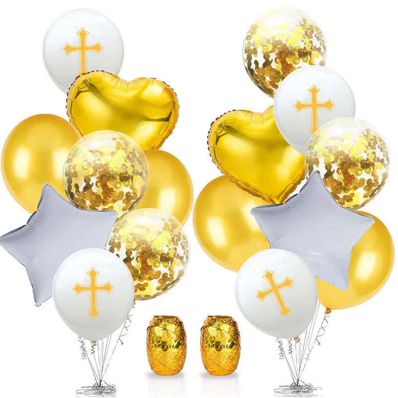 12 Inch Cross Latex Balloon 18 Inch Aluminium Foil Balloons Set for Baptism Forked Holy Communion Party Christening Decoration
12 Inch Cross Latex Balloon 18 Inch Aluminium Foil Balloons Set for Baptism Forked Holy Communion Party Christening Decoration