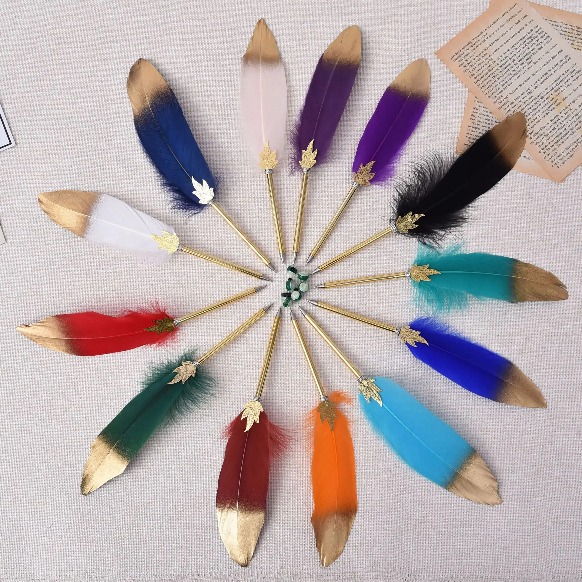 Cute Feather Ballpoint Pen Gifts Signature Pens School Office Writing Stationery