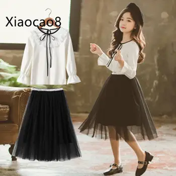 2019 Fall Girls Clothes Sets Kids Casual Long Sleeve Cotton White Shirts +Black Knee-Length Skirt Children Clothes 4 5 6 7 ~13
2019 Fall Girls Clothes Sets Kids Casual Long Sleeve Cotton White Shirts +Black Knee-Length Skirt Children Clothes 4 5 6 7 ~13