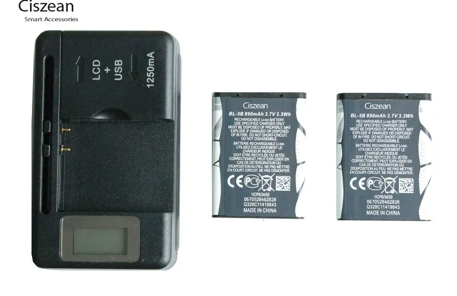 

2x 890mAh BL-5B Replacement Battery + LCD Charger For Nokia 3230 5070 5140 5140i 5200 5300 5500 6020 6021 6060 6070 6080 ect