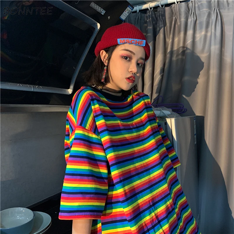 T-shirts Women Loose Striped Korean Style Leisure All-match Lovely Sweet Womens Short-sleeve Daily Ladies High-quality Cute 2019
T-shirts Women Loose Striped Korean Style Leisure All-match Lovely Sweet Womens Short-sleeve Daily Ladies High-quality Cute 2019