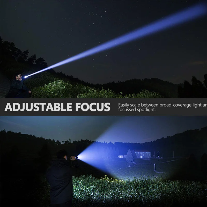 Lighting - XHP90 LED Flashlight Zoom USB Rechargeable Power Display Powerful Torch 18650 Handheld Light