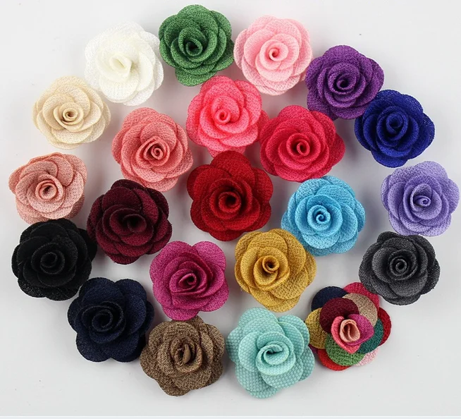 

1.5" Mini Burlap Flowers,Rolled Rosette Flower, Rosettes, DIY, Hair Accessories Girls Headbands 100pc/lot