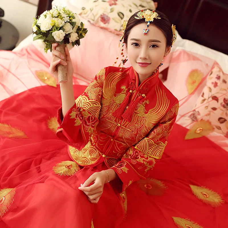 Fahion Modern Chinese Wedding Dress Qipao Chinese Oriental Dresses Red Bride Satin Cheongsam Long Traditional Women Vintage
Fahion Modern Chinese Wedding Dress Qipao Chinese Oriental Dresses Red Bride Satin Cheongsam Long Traditional Women Vintage