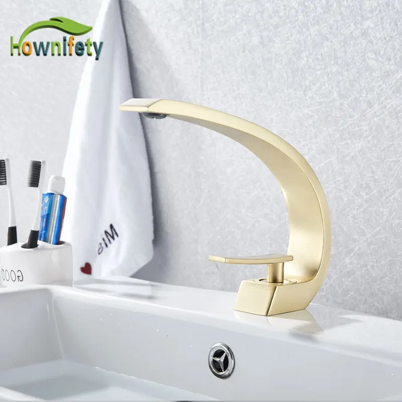 Brushed Gold Basin Sink Faucet Big curved design Hot Cold Single Holder One Hole Install Mixer Tap Deck Mount Faucet
Brushed Gold Basin Sink Faucet Big curved design Hot Cold Single Holder One Hole Install Mixer Tap Deck Mount Faucet