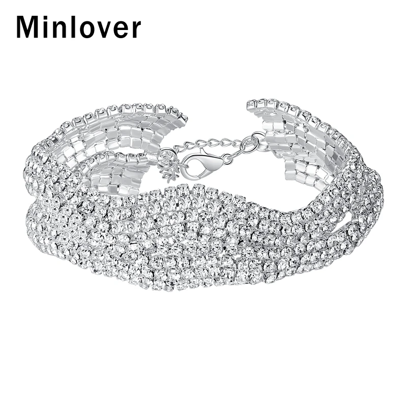 Minlover New Fashion Silver Color Crystal Link Party Geometric Bridal Bracelets for Women Ladies Pulseras Wedding Jewelry MSL339
Minlover New Fashion Silver Color Crystal Link Party Geometric Bridal Bracelets for Women Ladies Pulseras Wedding Jewelry MSL339