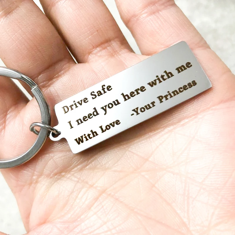 Custom 40*15mm Keyring Engraved Drive Safe I Need You Here With Me Your Princess Couples Boyfriend Girlfriend Gifts Keychain
Custom 40*15mm Keyring Engraved Drive Safe I Need You Here With Me Your Princess Couples Boyfriend Girlfriend Gifts Keychain