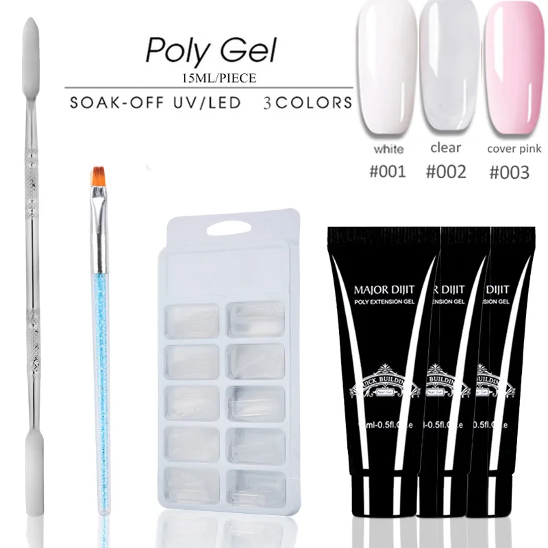 

4pcs/set Builder Extending Crystal Jelly Gum Poly Gel Set Nails Kit Uv Gel French Nails Art Manicure Tips Decorations