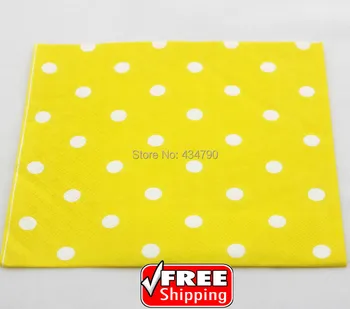

60pcs Yellow Polka Dot Paper Napkins,Decoupage,Collage,Scrapbooking Serviettes Party Supplies,Tableware-Choose Your Colors