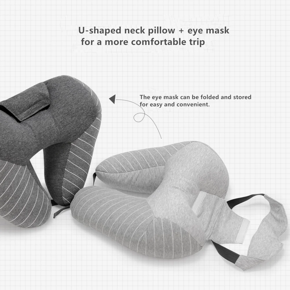Подушка для шеи U образной формы автомобиля + маска глаз в клетку дорожная подушка