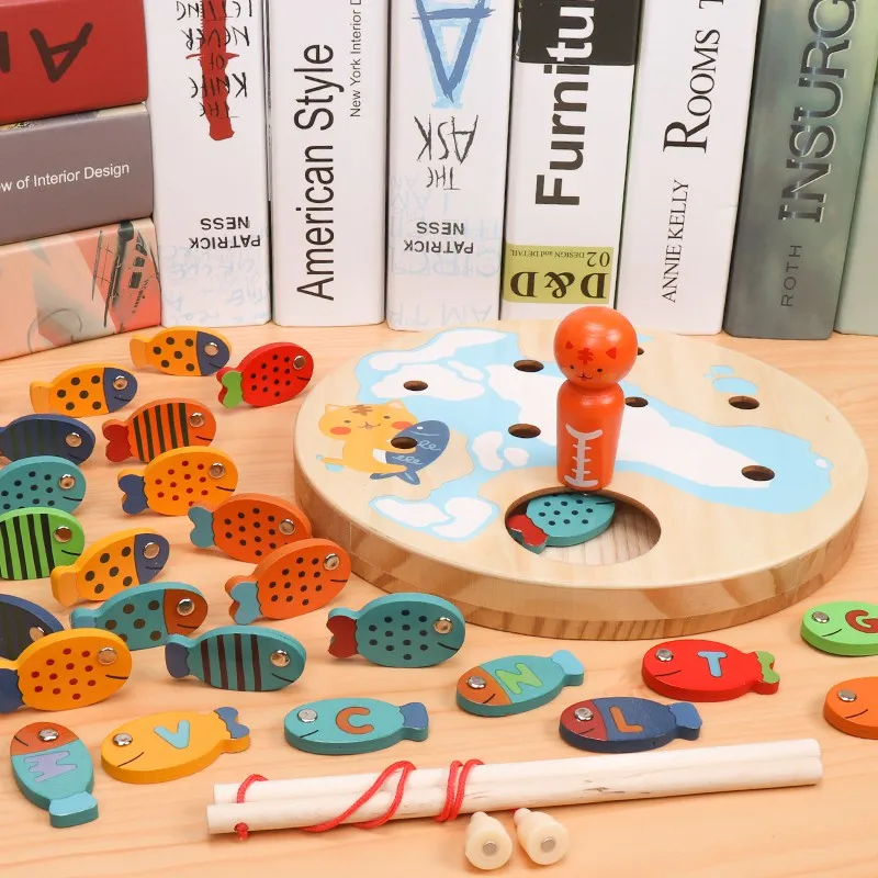 Children's wooden magnetic fishing toy 26 Pcs kitten fishing game quality wood fishing educational toys boy girl's gift
Children's wooden magnetic fishing toy 26 Pcs kitten fishing game quality wood fishing educational toys boy girl's gift