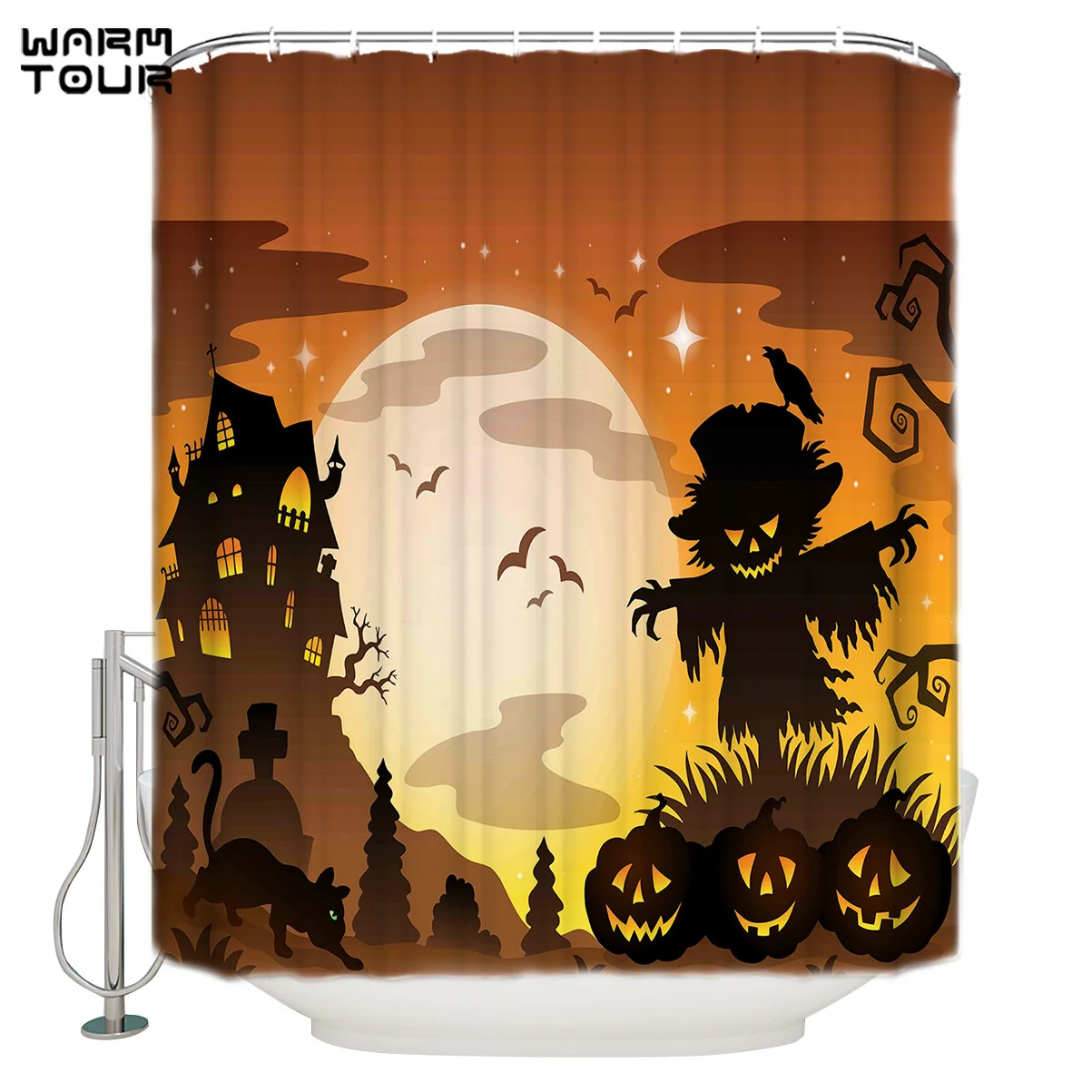 WARMTOUR Shower Curtain Halloween Blessing Waterproof Shower Curtain Bathroom Decor
WARMTOUR Shower Curtain Halloween Blessing Waterproof Shower Curtain Bathroom Decor
