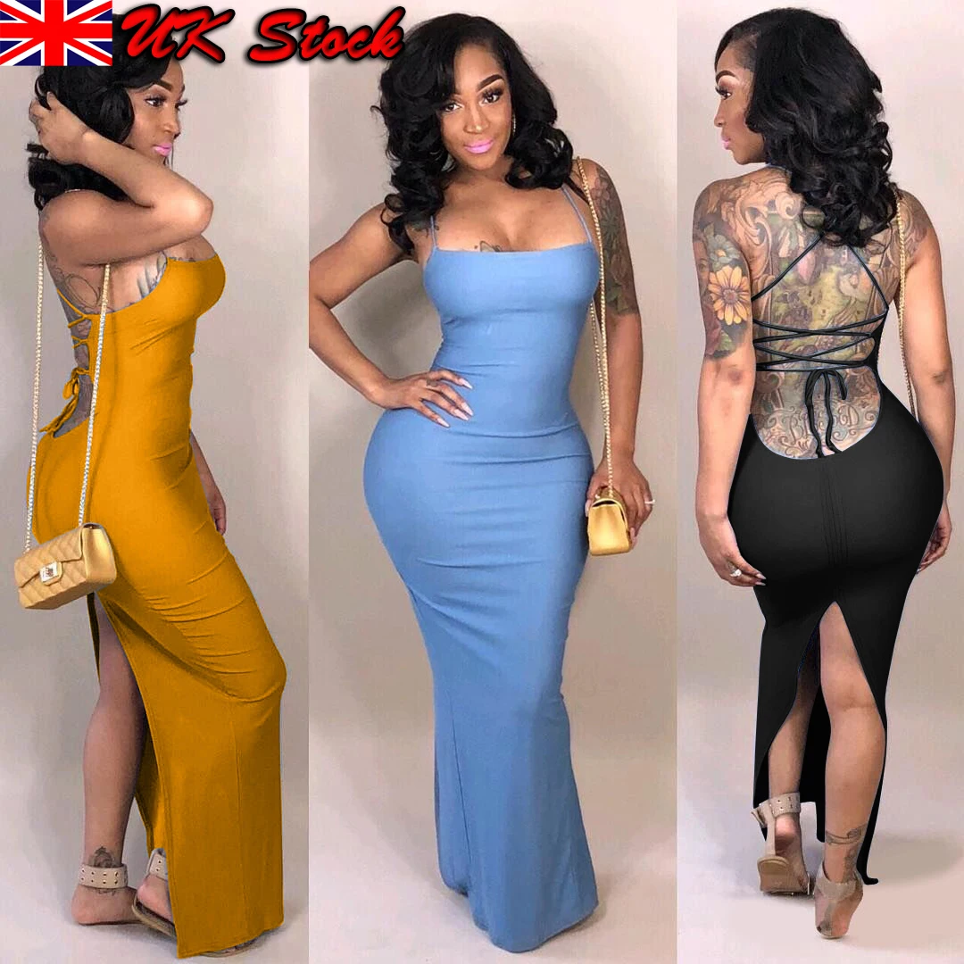 tight maxi dress with split