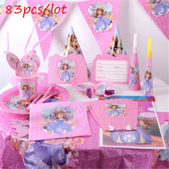 For 10 People Use Princess Sofia Theme 83 pcs Cartoon Happy Birthday Party Pink Paper Cup Plate Napkin Disposable Tableware Sets
For 10 People Use Princess Sofia Theme 83 pcs Cartoon Happy Birthday Party Pink Paper Cup Plate Napkin Disposable Tableware Sets