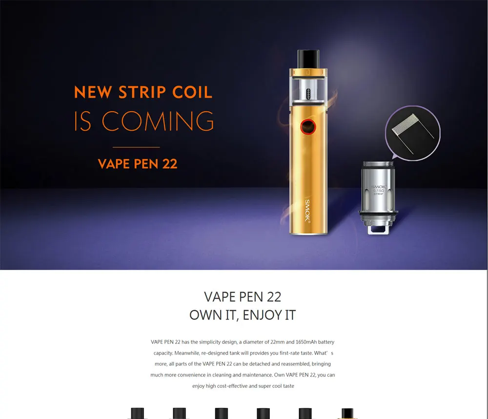 Original Electronic Cigarette Smok Vape Pen 22 Kit Built-in 1650mah Vape Pen 22 Tank 0.3 ohm E Cigarettes VS ego aio Vaporizer