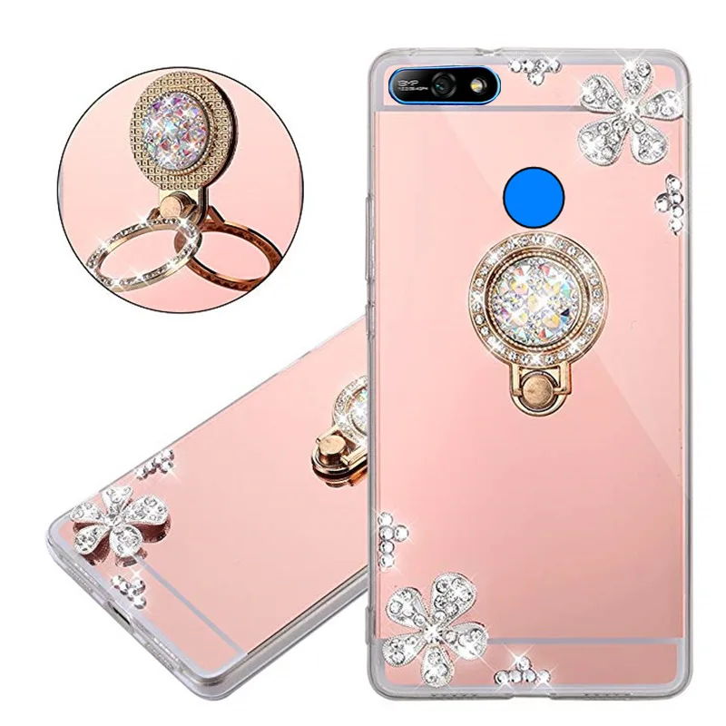 Кольцевой зеркальный чехол Y7 2018 для Huawei Honor 7a pro 6c 7c P20 Pro lite P Smart Plus Nova 3i y6 y7 prime Y9 y5